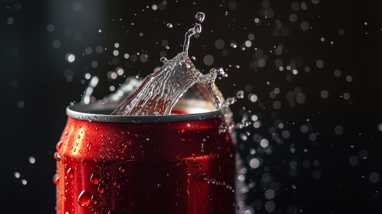 a soda can splashing open